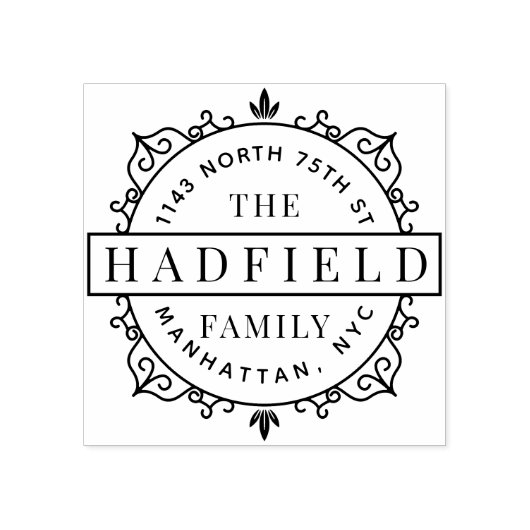 Stijlvol Lijst & moderne familienaam retouradres Rubberstempel (Afrduk)