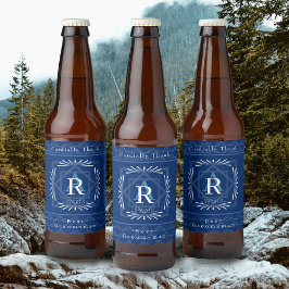 Stijlvol Lijst Navy Monogram Bier Etiket