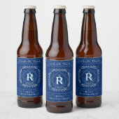 Stijlvol Lijst Navy Monogram Bier Etiket (Flessen)