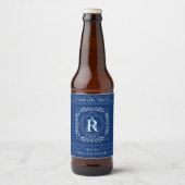 Stijlvol Lijst Navy Monogram Bier Etiket (Voorkant)