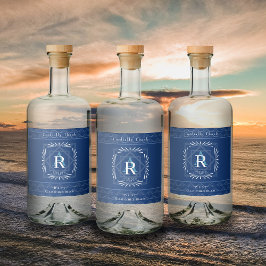 Stijlvol Lijst Navy Monogram Likeurfles Etiket