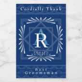 Stijlvol Lijst Navy Monogram Wijn Etiket (Enkel label)