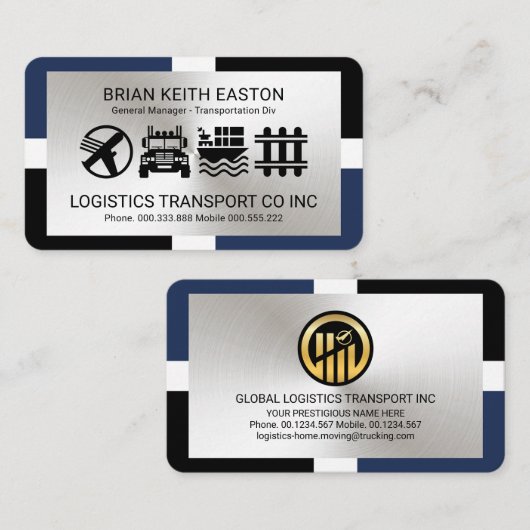 Stijlvol Lijst Silver Layer Transport Visitekaartje (Voorkant / Achterkant)