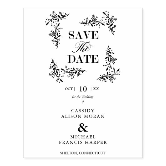 Stijlvol Lijst voor moderne bruiloft met opslagdat Rubberstempel (Afrduk)