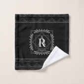 Stijlvol Lijst zwart monogram Bad Handdoek (Wasdoekje)