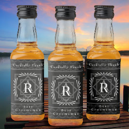 Stijlvol Lijst zwart monogram Likeurfles Etiket