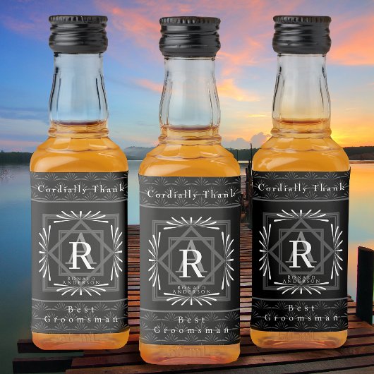 Stijlvol Lijst zwart monogram Likeurfles Etiket