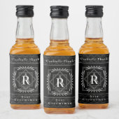 Stijlvol Lijst zwart monogram Likeurfles Etiket (Flessen)