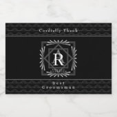 Stijlvol Lijst zwart monogram Likeurfles Etiket (Enkel label)