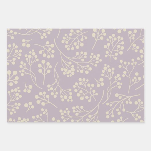 Stijlvol Lila Floral Pattern Modern Farmhouse Inpakpapier Vel (Voorkant 3)