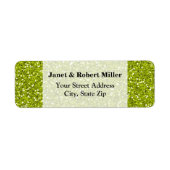 Stijlvol Lime Green Glitter Etiket (Voorkant)