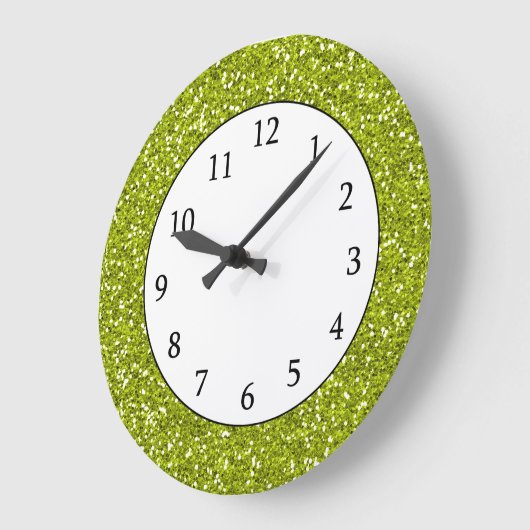 Stijlvol Lime Green Glitter Grote Klok (Hoek)