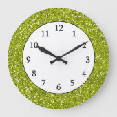 Stijlvol Lime Green Glitter Grote Klok (Voorkant)