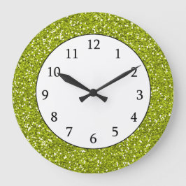 Stijlvol Lime Green Glitter Grote Klok
