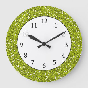 Stijlvol Lime Green Glitter Grote Klok