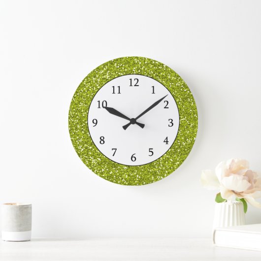 Stijlvol Lime Green Glitter Grote Klok (Huis)
