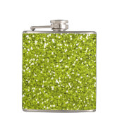 Stijlvol Lime Green Glitter Heupfles (Voorkant)