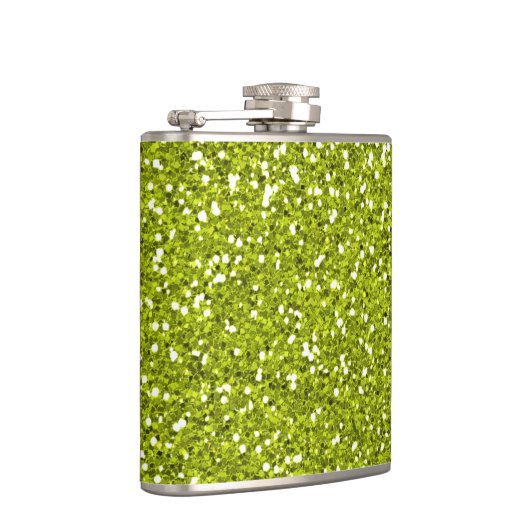 Stijlvol Lime Green Glitter Heupfles (Rechts)