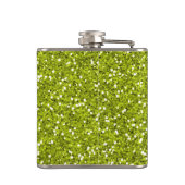 Stijlvol Lime Green Glitter Heupfles (Achterkant)