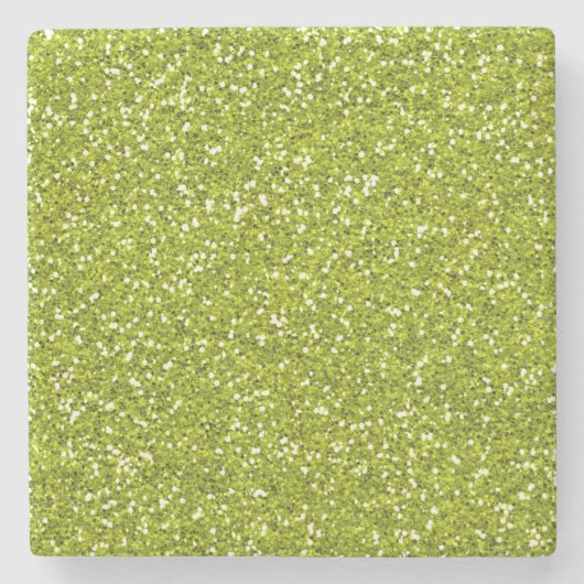 Stijlvol Lime Green Glitter Stenen Onderzetter (Voorkant)