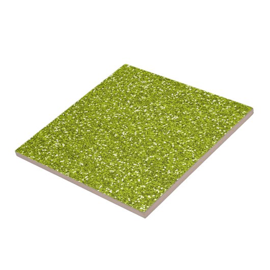 Stijlvol Lime Green Glitter Tegeltje (Zijkant)
