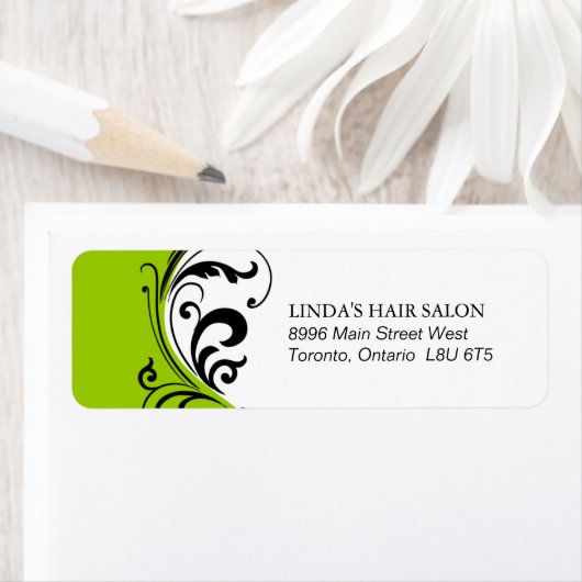Stijlvol lime groen retour adres label (Insitu)