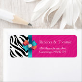 Stijlvol lintlintje Hot Pink Zebra afdrukken Etiket (Insitu)