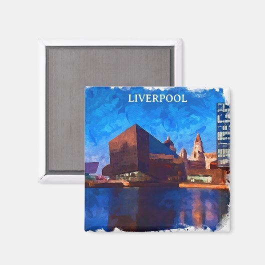 Stijlvol Liverpool Engeland Panorama Uitzicht schi Magneet (Voorkant / Achterkant)