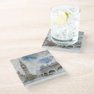 Stijlvol Londen Big Ben Glass Onderzetter – Iconis