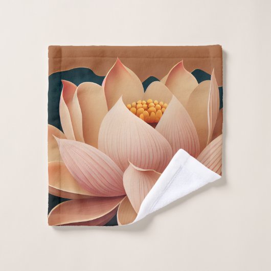 Stijlvol Lotus Bloem Landschap, Zen Bad Handdoek (Wasdoekje)