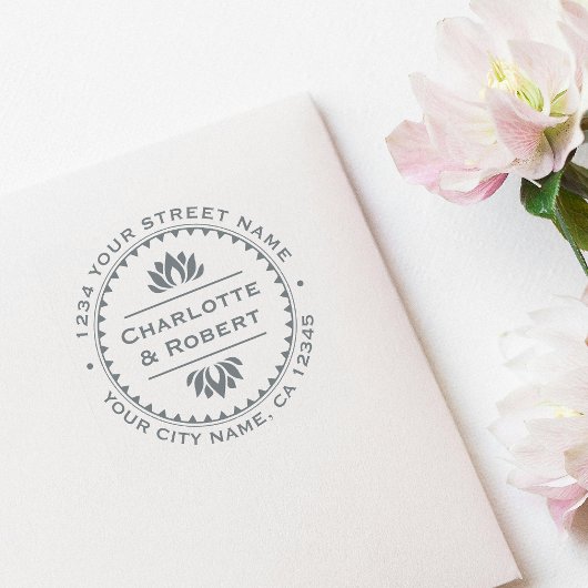 Stijlvol Lotus Bloem Retouradres Aangepast Zelfinktende Stempel
