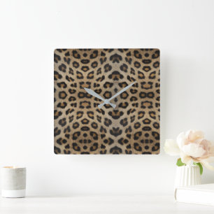 Stijlvol luipaard bont dier print patroon modern vierkante klok