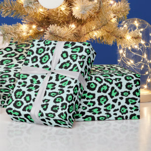Stijlvol luipaard dierprint patroon aqua leuk cadeaupapier