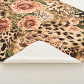 Stijlvol luipaarspatroon afdrukken met bloemen tex sherpa deken (3/4)
