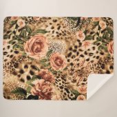 Stijlvol luipaarspatroon afdrukken met bloemen tex sherpa deken (Voorkant (horizontaal))