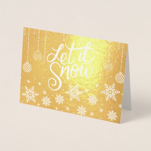 Stijlvol luxe goud laat het sneeuwen Kerstmis Folie Kaarten (Voorkant)