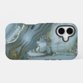 Stijlvol luxe tijdloos grijs goud marmer iPhone 16 hoesje (Achterkant horizontaal)