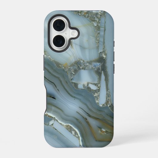 Stijlvol luxe tijdloos grijs goud marmer iPhone 16 hoesje (Achterkant)