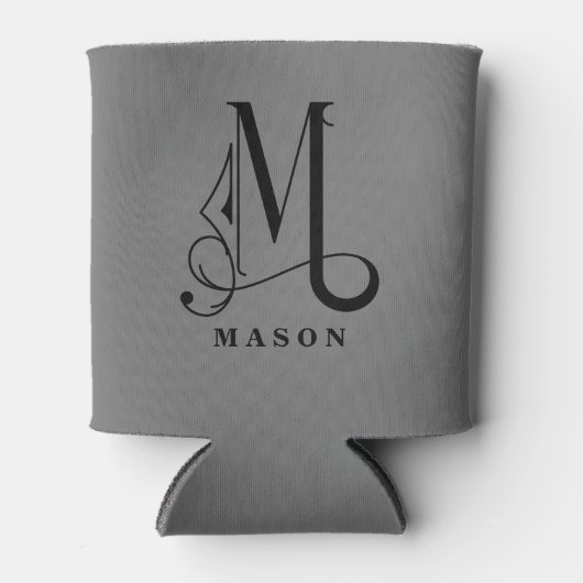 Stijlvol M-monogram met schuifletter met achternaa Blikjeskoeler (Voorkant)