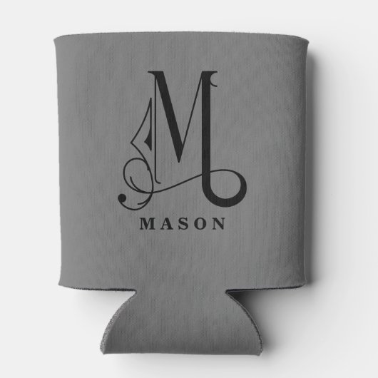 Stijlvol M-monogram met schuifletter met achternaa Blikjeskoeler (Achterkant)