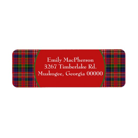 Stijlvol MacPherson Tartan speldenlabel Etiket (Voorkant)