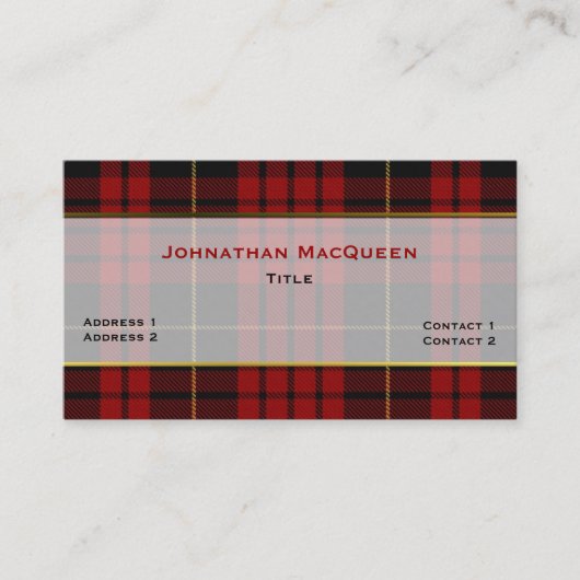 Stijlvol MacQueen Clan aangepast Visitekaartje (Voorkant)