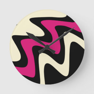 Stijlvol magenta beige zwart ronde klok