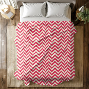 Stijlvol Magenta Crème Visgraat Patroon Fleece Deken