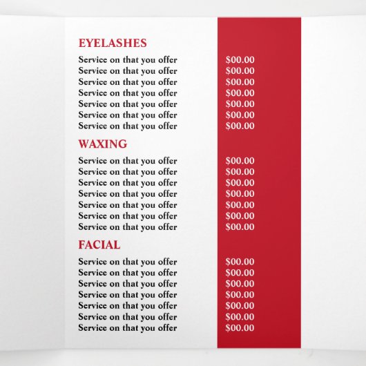 Stijlvol Make-up ontwerp, schoonheidssalon Tri-Fol Drieluik Uitnodiging (Binnenkant midden)