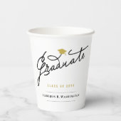 Stijlvol Manuscript Afstuderen Moderne GraduPartij Papieren Bekers (Achterkant)