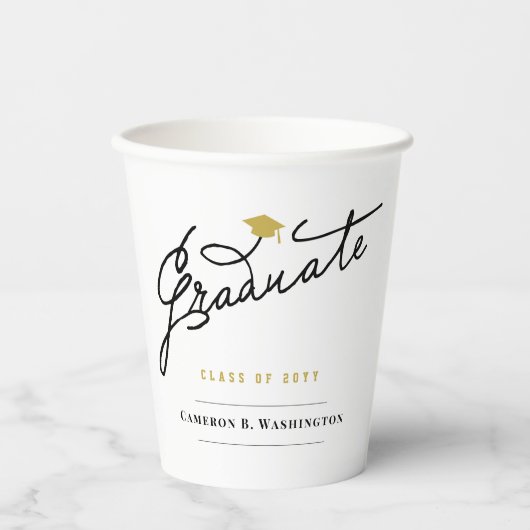 Stijlvol Manuscript Afstuderen Moderne GraduPartij Papieren Bekers (Voorkant)