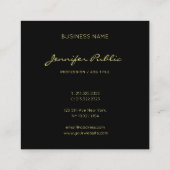 Stijlvol Manuscript Black Gold Trendy Glamor Luxur Vierkante Visitekaartje (Achterkant)