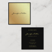 Stijlvol Manuscript Black Gold Trendy Glamor Luxur Vierkante Visitekaartje (Voorkant / Achterkant)