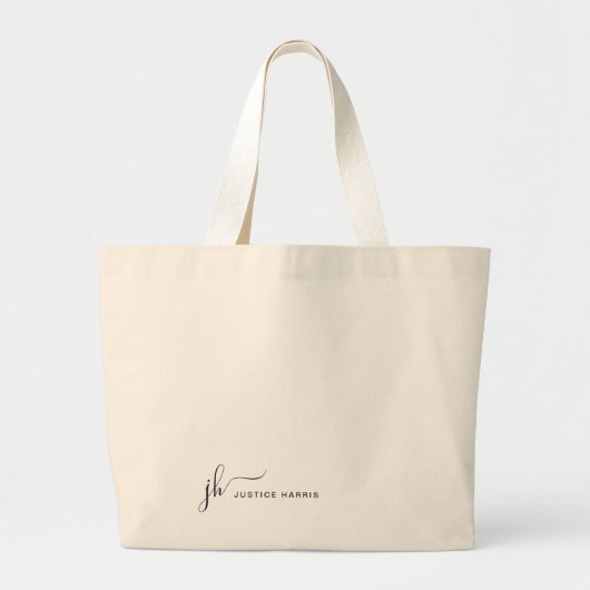Stijlvol Manuscript Monogram Modern Minimalist Grote Tote Bag (Voorkant)